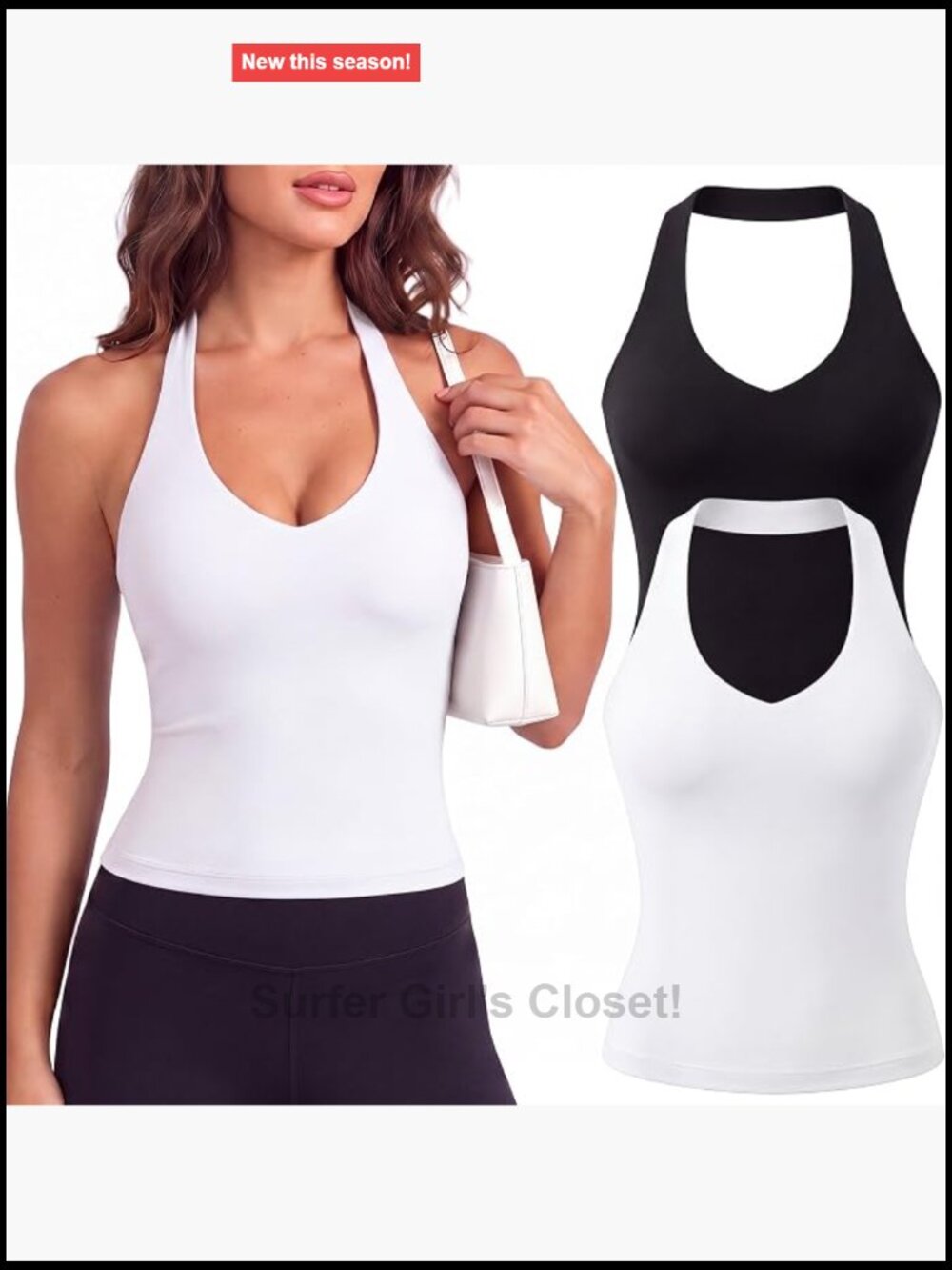 2 Pack Women Halter Tank Tops Backless Padded V-Neck
